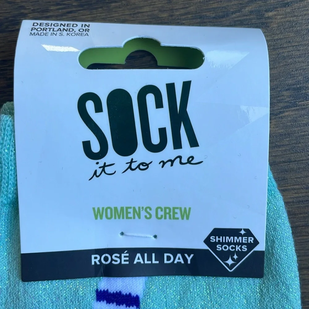 Sock It To Me Rosé Shimmer Crew Socks